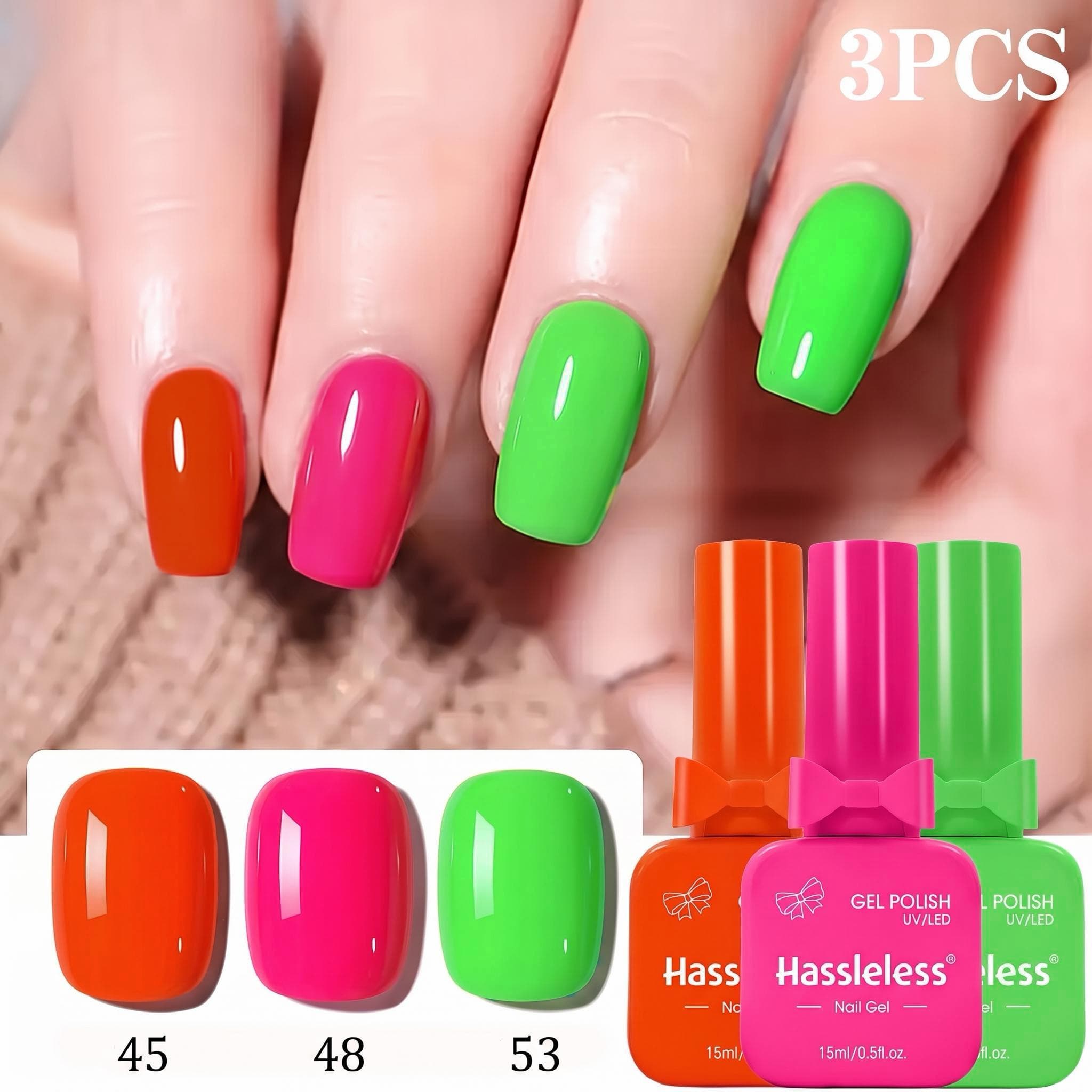 Nail Art Orange - مجموعة طلاء أظافر جل من 3