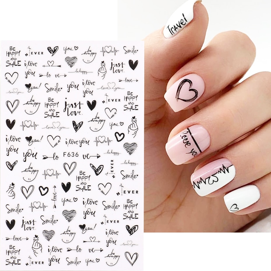 2 أو تصميم قلب الحب 3D ملصقات  - مراجعة Nail Art Valentines Day وسعره